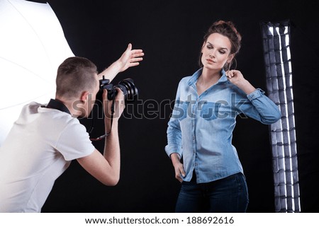 Top model posing in casual clothes for a fashion magazine Royalty-Free Stock Photo #188692616