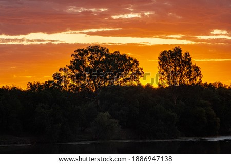 African sunset over the beautiful river