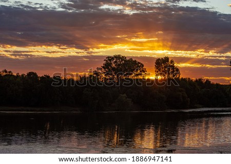 African sunset over the beautiful river