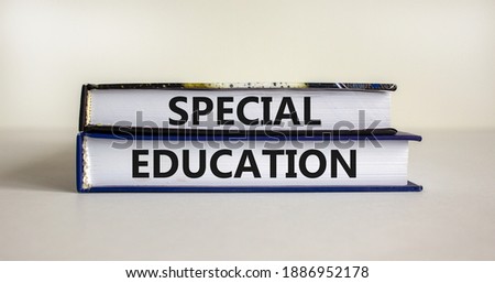 Special education symbol. Books with words 'Special education' on beautiful white background. Business, inclusivity and special education concept. Copy space.