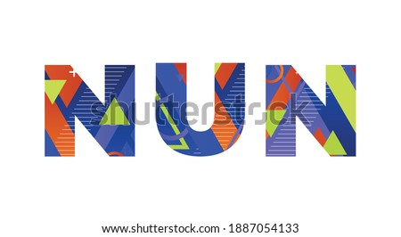 Nun Concept Retro Colorful Word Art Illustration