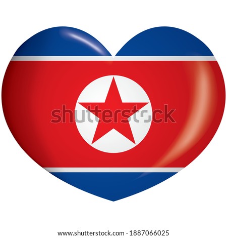 Icon representing heart button flag of North Korea. Ideal for catalogs of institutional materials and geography