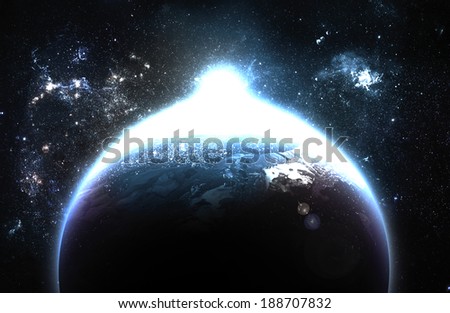 Pale Sunrise Over Planet - Elements of this Image Furnished By NASA