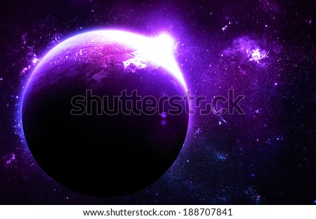 Purple Planet at Sunrise - Elements of this Image Furnished By NASA