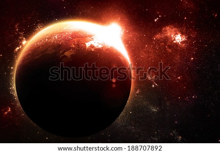 Red Planet at Sunrise - Elements of this Image Furnished By NASA