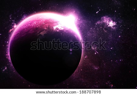 Pink Planet at Sunrise - Elements of this Image Furnished By NASA