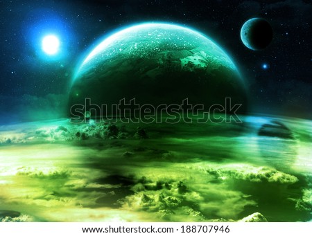 Green Alien World - Elements of this image furnished by NASA