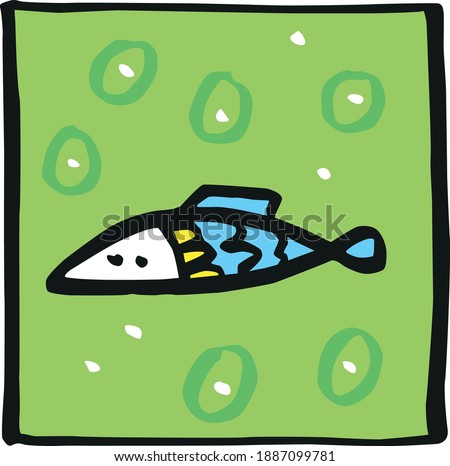 Floating fish simple hand drawing converted to vector and colored 