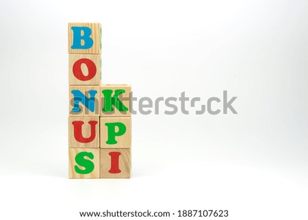 Multicolored cubes on white background word bonus kpi