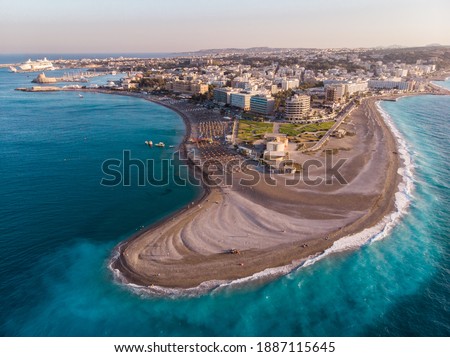 aerial shot of the Northest part of Rhodes,  Greece  Royalty-Free Stock Photo #1887115645