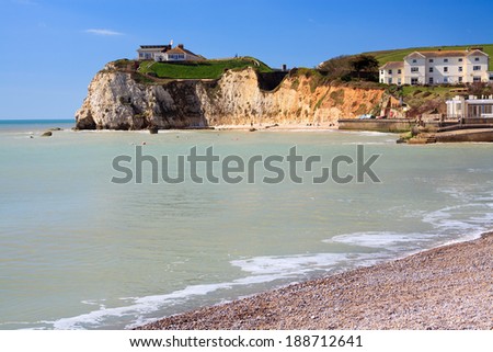 Beach at Freshwater Bay on the Isle Of Wight England UK Europe