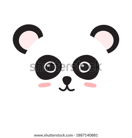 Vector flat cartoon hand drawn doodle panda face isolated on white background