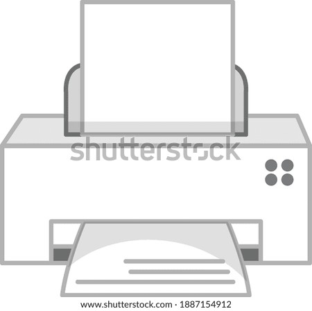 Printer in white color isolated on white background illustration