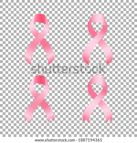 Pink ribbon, breast cancer awareness symbol in october, vector illustration