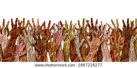 Diverse cultures and multiculturalism society and international tolerance celebration of diversity and african american asian and caucasian culture integration and pride as a multi cultural crowd. Royalty-Free Stock Photo #1887228277