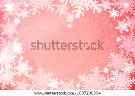 Valentine background with snowflakes on pink heart