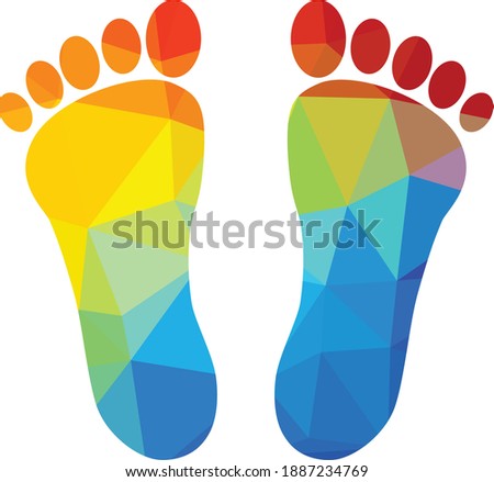 Silhouette of colored feet, vector clip art