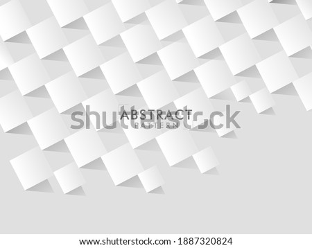 White Paper Cut Square Geometric Abstract Texture Background.