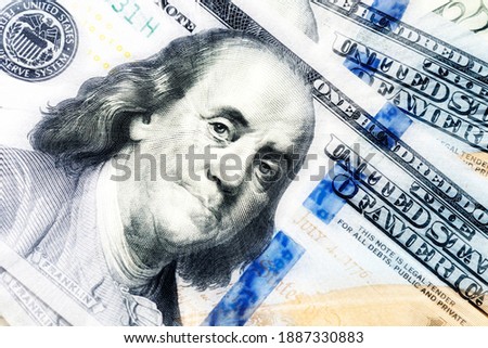 Close up of new hundred dollar banknote.