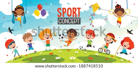 Sport Concept Design With Funny Children