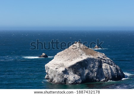 A white rock island off the California coast.