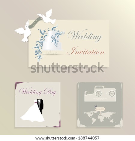 Set of wedding ornaments and decorative elements