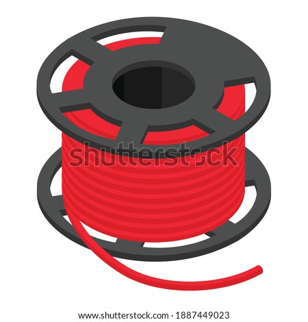 3d printer supplies. Colored plastic material for 3d printer.  3d printing filament spool or coil on holder on white background.  Royalty-Free Stock Photo #1887449023