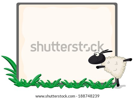Cartoon vector framework with grass and sheep