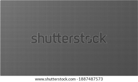 Led screen. Pixel texture. Lcd monitor with dots. TV background. Digital display. Electronic diode effect. Vector illustration. Black white television videowall. Projector grid template with bulbs Royalty-Free Stock Photo #1887487573