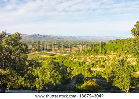 Beautiful landscape of San Mateu's region, Baix Maestrat. Mirador from a hill. Valencian Community, Spain.