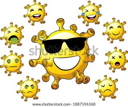 Corona virus emoji different expressions illustrations vector