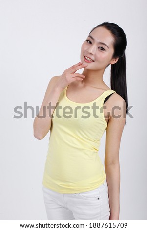 A young beauty lady portrait wearing tracksuit high quality photo