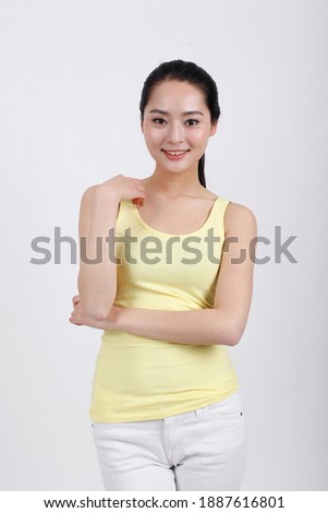 A young beauty lady portrait wearing tracksuit high quality photo