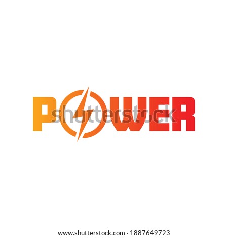 orange-red power logo on a white background. power logo vector Royalty-Free Stock Photo #1887649723