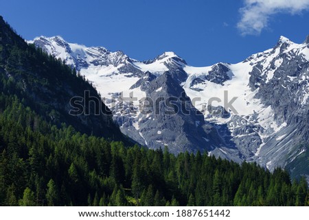 Mountain landscape along the road to Stelvio pass, Bolzano province, Trentino-Alto Adige, Italy, at summer