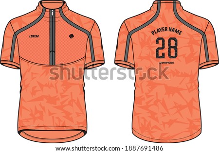 Sports High neck t-shirt jersey design concept vector template, sports jersey concept with front and back view for Soccer, Cricket, Football, Volleyball, Rugby, tennis, badminton and Cycling jersey.