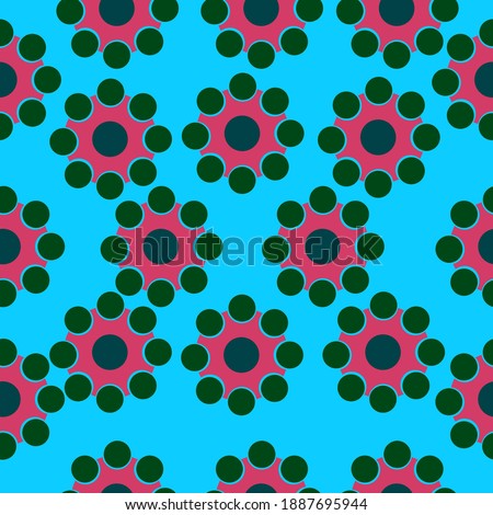 circle shaped flowers seamless pattern