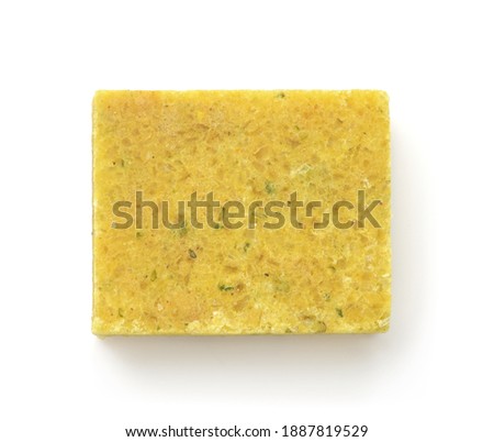 Top view of chicken bouillon stock cube isolated