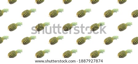Pineapple on white background geometric seamless pattern