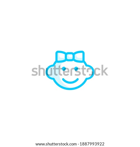 Isolated baby girl icon vector outline blue color.