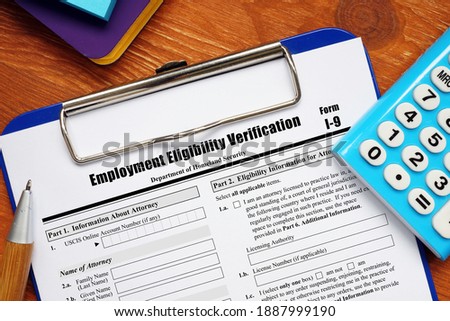 Form I-9 Employment Eligibility Verification 
 Royalty-Free Stock Photo #1887999190
