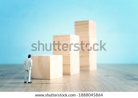 business concept picture of challenge. A man has to cross an obstacle . Problem solving and decision making.