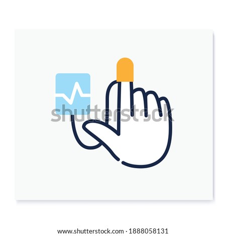 Tracking health color icon. New normal concept. Health care and prevention culture. Finger pulse tracker. New life after covid19 outbreak. Pandemic time. Isolated vector illustration