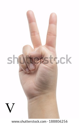Hand sign language alphabet isolated on white