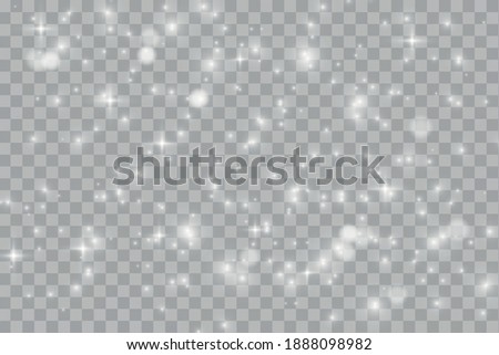 White glowing light effects isolated on transparent background. Shining flare. Magic glitter dust particles. Star burst with sparkles. Vector illustration