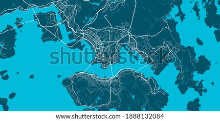 Detailed map of Hong Kong city administrative area. Royalty free vector illustration. Cityscape panorama. Decorative graphic tourist map of Hong Kong territory. Royalty-Free Stock Photo #1888132084