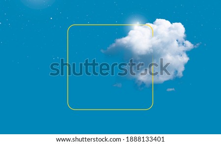 modern square icon illustration with 3d cloud with empty space, minimal design clean air Royalty-Free Stock Photo #1888133401