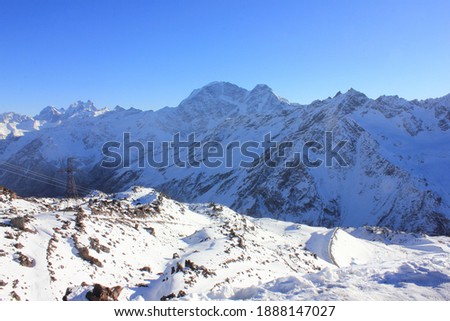 Beautiful winter mountains in the Elbrus region