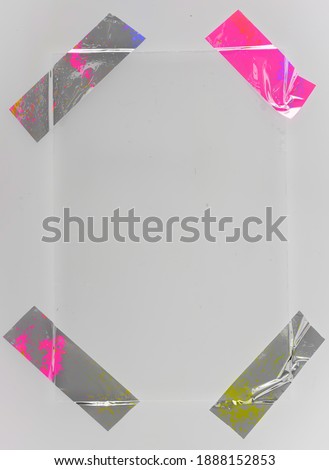 shiny fancy foil sticker snips on white background with real corner edge bulge, design elements for your social media collage, blend in your photo here. Royalty-Free Stock Photo #1888152853