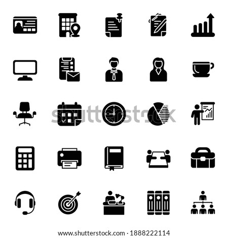 Business workplace office, Simple vector illustrator, Solid stye icons set, Pixel Perfect icons.